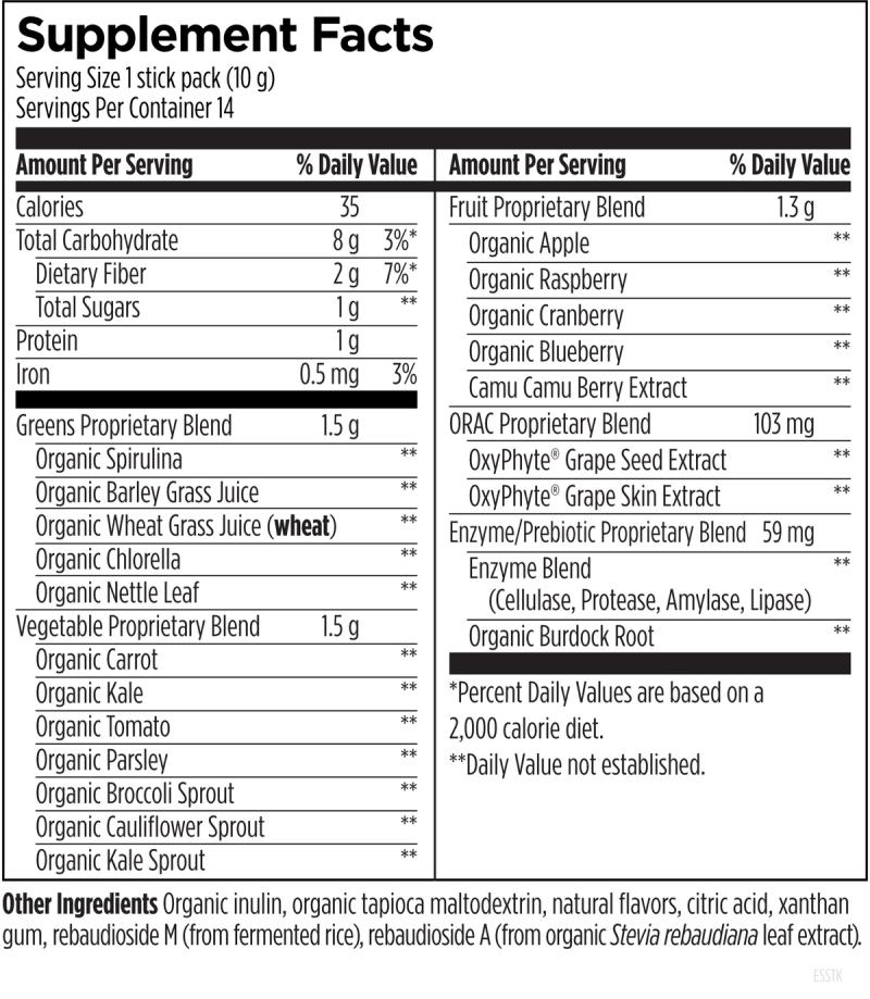 EssentiaGreens and Reds - Kiwi Strawberry To Go Packets